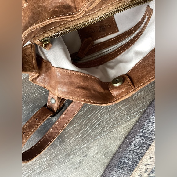 Sundance Brown Leather Tote Shoulder Bag Living Catalog - Picture 6 of 11